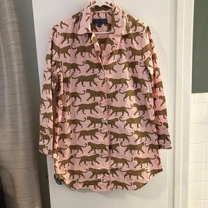 Toss Pink Leopard Print Button Down Shirt